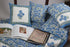 40s Cotton Pillow Cover in Blue Floral Block Print